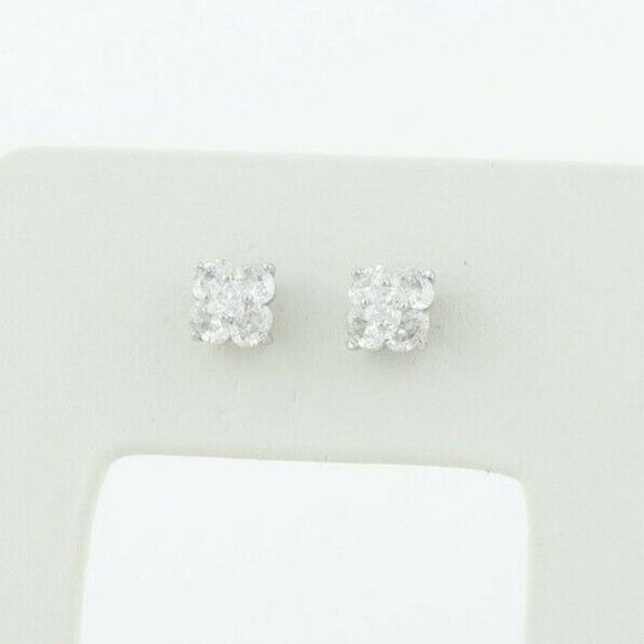 Sterling Silver White CZ Earrings Stud Post Earrings Sparkly and Pretty - Picture 6 of 8